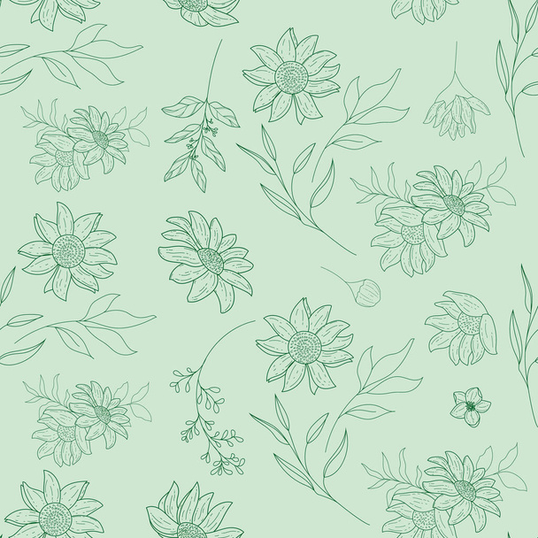elegant seamless pattern outline floral design - Διάνυσμα, εικόνα