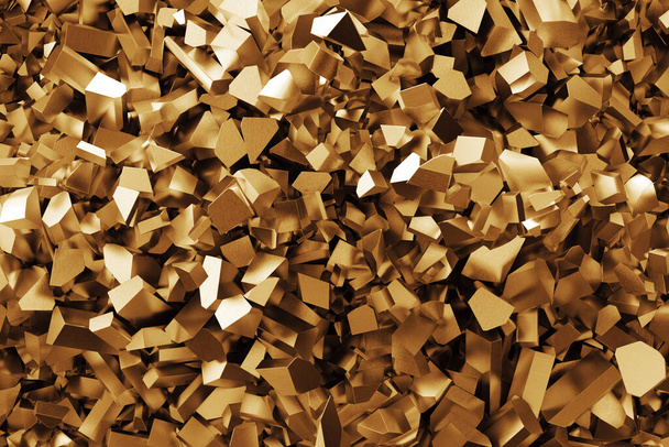 Kultainen teollinen tausta ja ruostumattoman teräksen rakenne. 3d-renderointi - Valokuva, kuva
