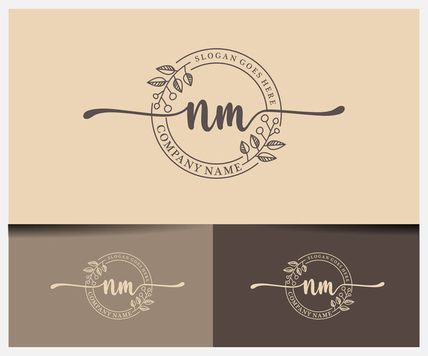 luxury signature logo design initial nm. Handwriting vector logo design illustration image - ベクター画像