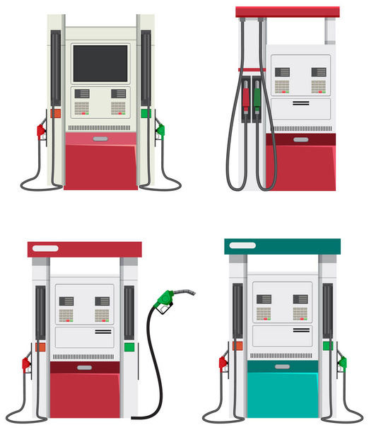 Station essence avec illustration de pompe à essence - Vecteur, image