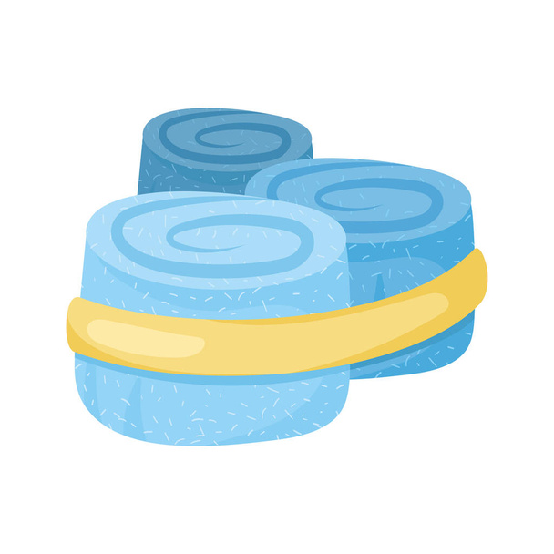 three blue towels rolled - Vector, Image