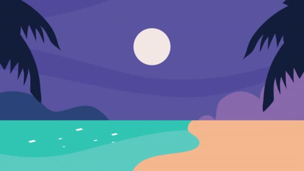 夏のビーチシーンアニメーション - 映像、動画