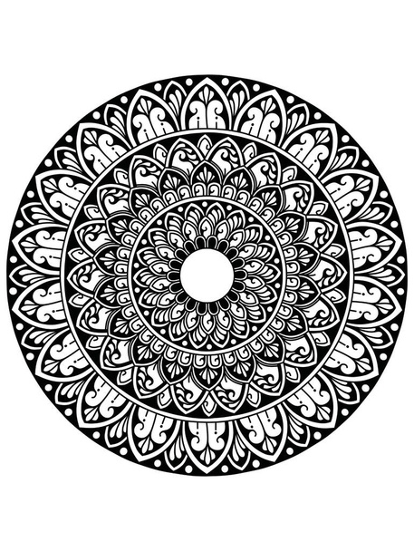 Κυκλικό μοτίβο με μορφή των μάνταλα λουλούδι για χέννα Mehndi, τατουάζ, διακόσμηση. Διακοσμητικό στολίδι σε εθνοτικές ανατολίτικο στιλ. - Διάνυσμα, εικόνα