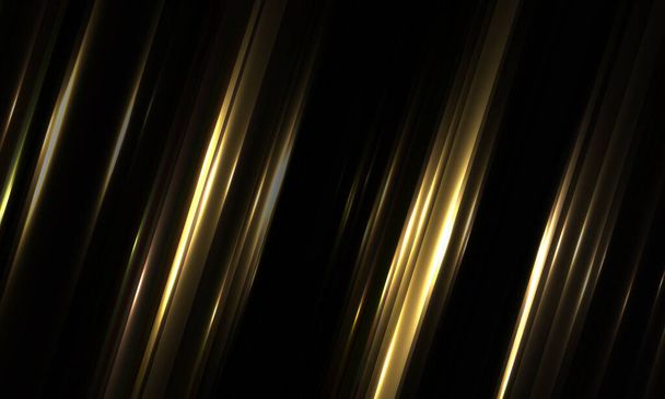 Abstract golden light lines with glow effect on black background. - Vector, Image