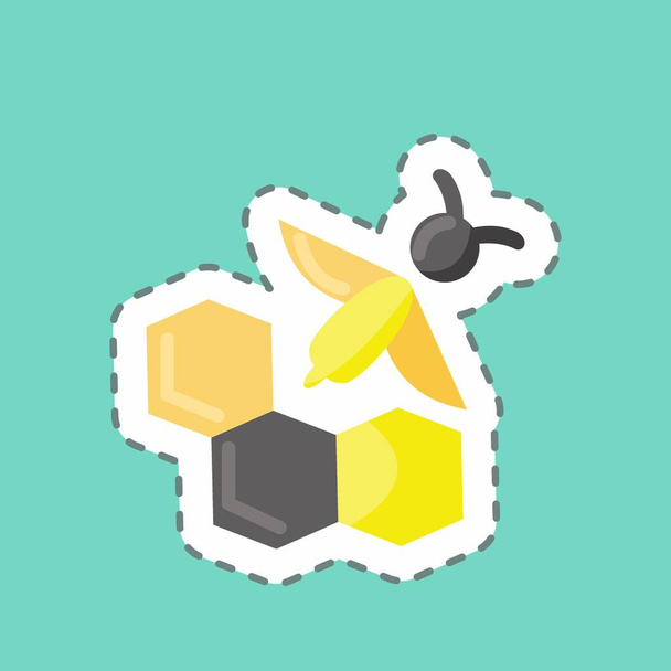 Sticker line cut Bee Farm. suitable for Bee Farm. simple design editable. design template vector. simple illustration - Vektor, kép