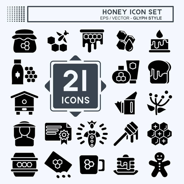 Icon Set Honey. suitable for Bee Farm. Glyph Style. simple design editable. design template vector. simple illustration - Vektor, Bild