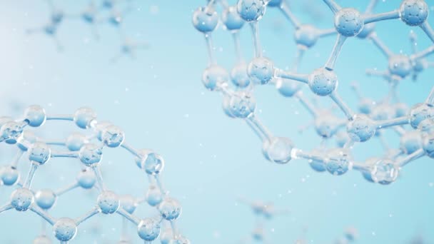 Molecola chimica con sfondo blu, rendering 3d. - Filmati, video