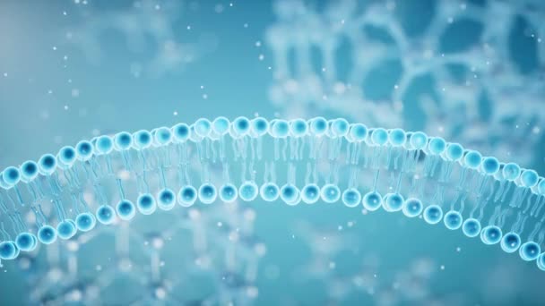 Membrana celular con fondo azul, representación 3d. - Imágenes, Vídeo