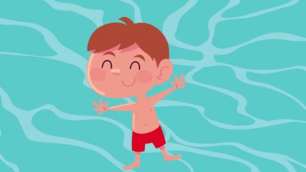boy in summer vacations animation - Video, Çekim