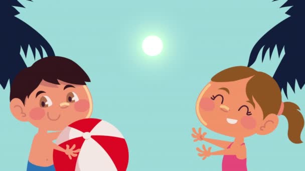 夏休みのアニメーションの子供たち - 映像、動画