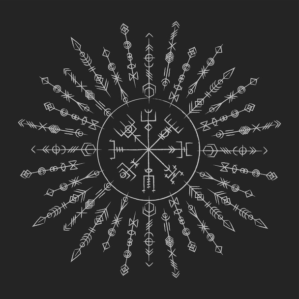 Dark runic circle symbols - Vektör, Görsel