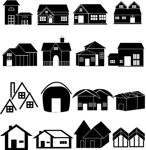 Huis gebouw pictogrammen - Vector, afbeelding