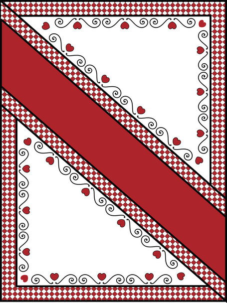 Vektor aus rotem, schwarzem und weißem Valentin-Rand, Rahmen oder Anhänger mit kariertem Rand. - Vektor, Bild