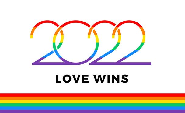 Orgullo mes 2022 - El amor gana el arco iris icono de ilustración vectorial - Vector, imagen
