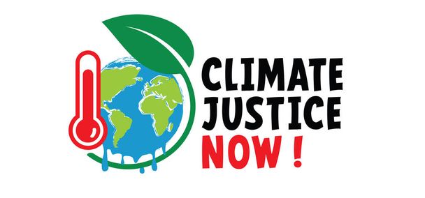 Slogan climate justice now. Protest, Climate Justice Now! (CJN!) is a global coalition of networks and organizations campaigning for climate justice. Act now, climate change.  Stop global warming. Co2 - Wektor, obraz