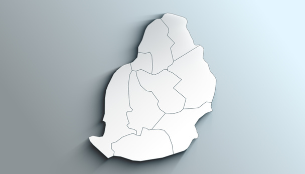 País Mapa Geográfico Político de Mauricio con Distritos con Sombras - Foto, imagen