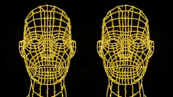 Chef de la personne d'une grille 3d. Fil de tête humain animation 3D. Vidéo de VJ Loop. 3d grille tête humaine.  - Séquence, vidéo