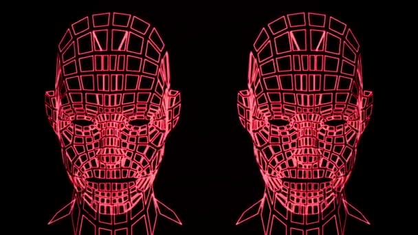 Chef de la personne d'une grille 3d. Fil de tête humain animation 3D. Vidéo de VJ Loop. 3d grille tête humaine.  - Séquence, vidéo