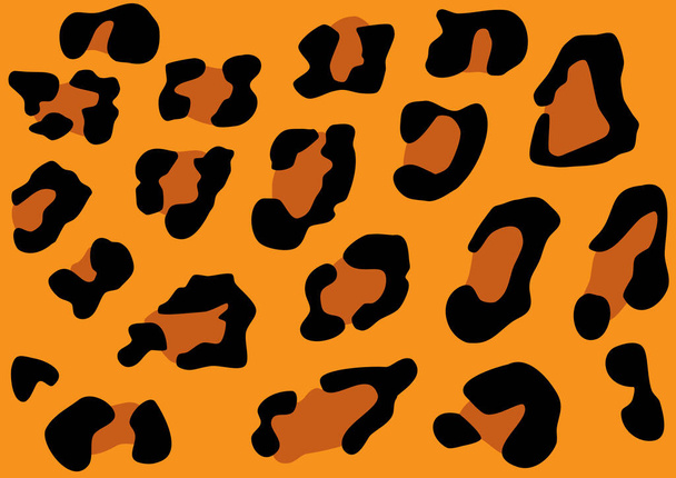 oranžová a černá leopard kůže vzor pozadí, vektorový design - Vektor, obrázek
