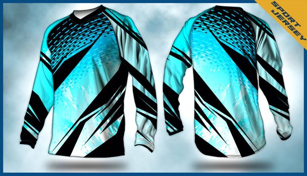 Long sleeve Motocross jerseys t-shirts vector, abstract background design for modern expressive uniforms, unisex sport wear.sublimation - Vector, Image