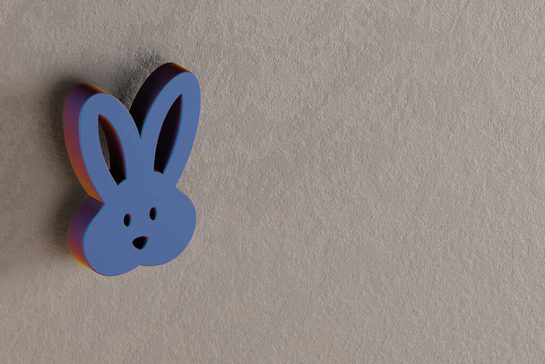 Hermosas ilustraciones abstractas Iconos de símbolo de conejo azul sobre un fondo de pared. Ilustración de representación 3d. Patrón de fondo para el diseño.  - Foto, Imagen