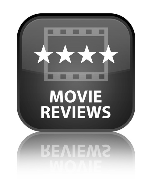 Film reviews glanzende zwarte gereflecteerde vierkante knop - Foto, afbeelding