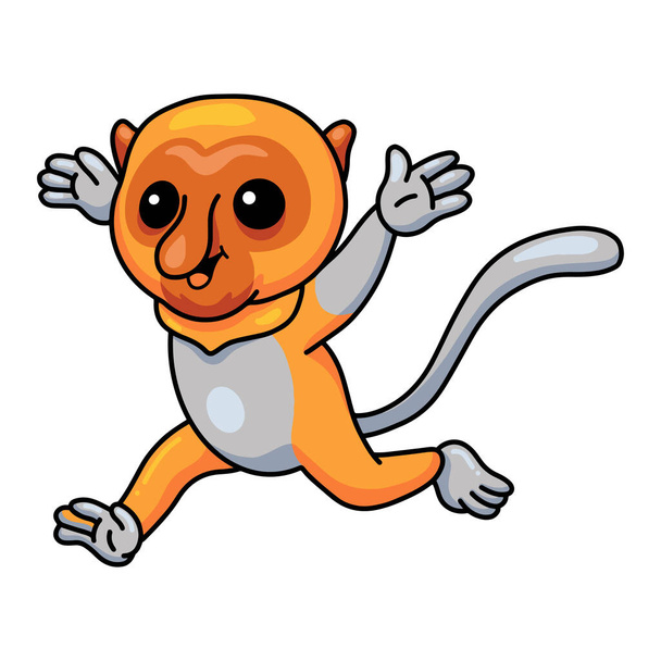 Vector illustration of Cute little proboscis monkey cartoon running - Vektori, kuva