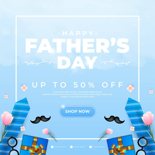 Diseño del día del padre feliz, azul y blanco - Vector, Imagen