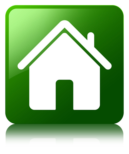 Otthoni ikon fényes zöld tükrözi négyzet gomb - Fotó, kép
