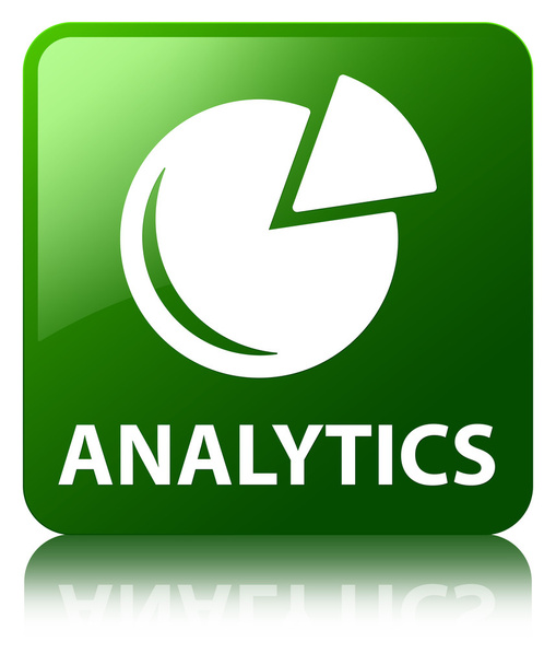 Analytics (grafik simgesi) parlak yeşil kare düğme yansıyan - Fotoğraf, Görsel