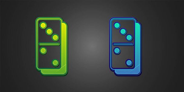 Green and blue Domino icon isolated on black background.  Vector - Vector, Image