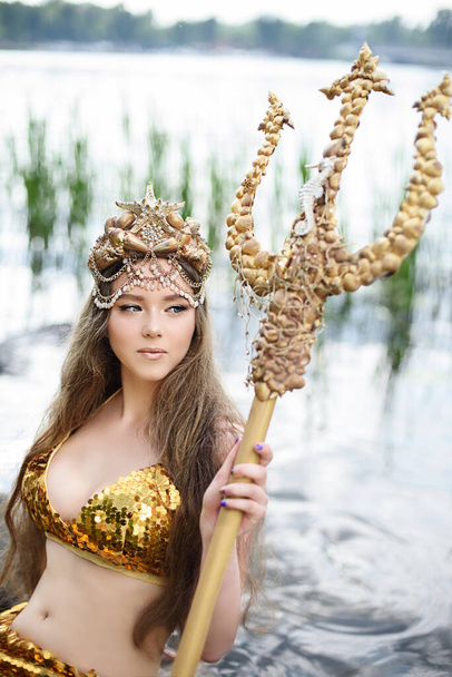 Fantasy woman real mermaid myth goddess of sea. - Фото, изображение