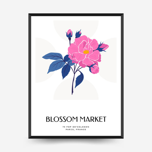 Abstract floral posters template. Modern trendy Matisse minimal style. - Wektor, obraz