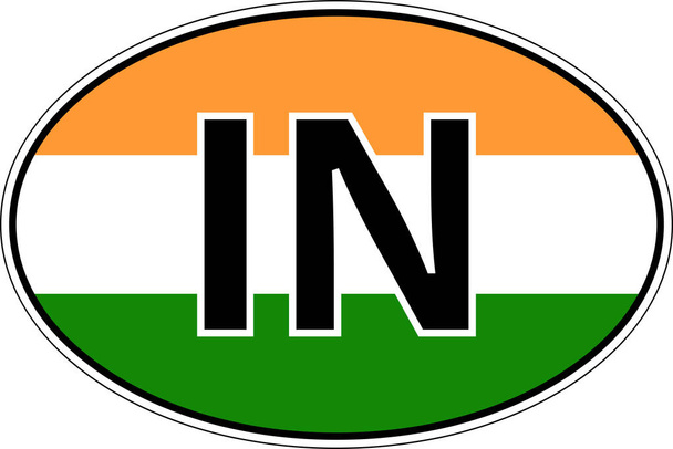 Republik Indien IN Flaggenaufkleber Auto, internationales Nummernschild - Vektor, Bild