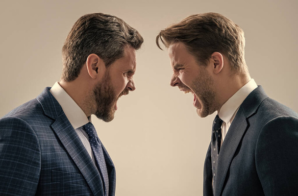 arguing businesspeople. dissatisfied men discuss failure. colleagues have disagreement conflict. - Fotó, kép