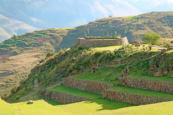 Archaeological Complex of Tipon, Incredible Historic Civil Engineering Landmarks in Sacred Valley of the Inca, Cusco Region, Peru - 写真・画像