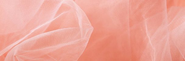 Pink tulle material background, pastel colors, romantic and delicate drapery - Photo, Image