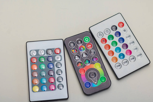 three different infrared remote controls for RGB LED-Lamps or strips with color changing capabilities - Fotografie, Obrázek