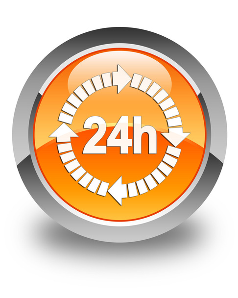 24 часа доставка значок глянцевый оранжевый круглая кнопка
 - Фото, изображение