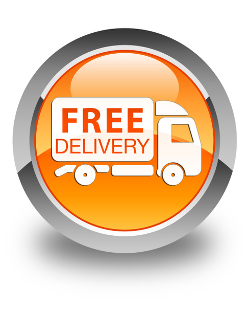 Dostawa gratis (ciężarówka ikona) orange błyszczący okrągły przycisk - Zdjęcie, obraz