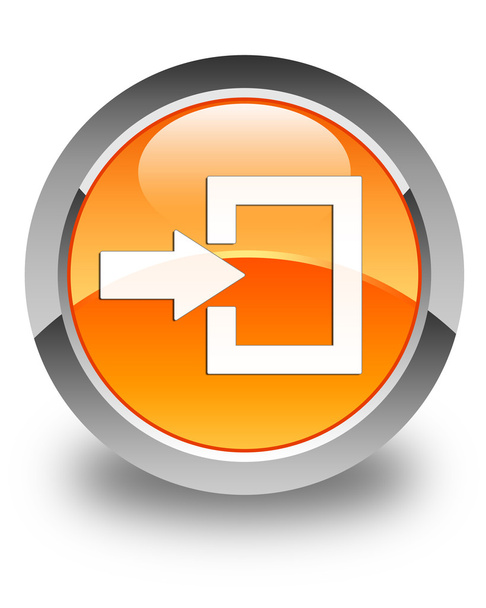 Login pictogram glanzende oranje ronde knop - Foto, afbeelding