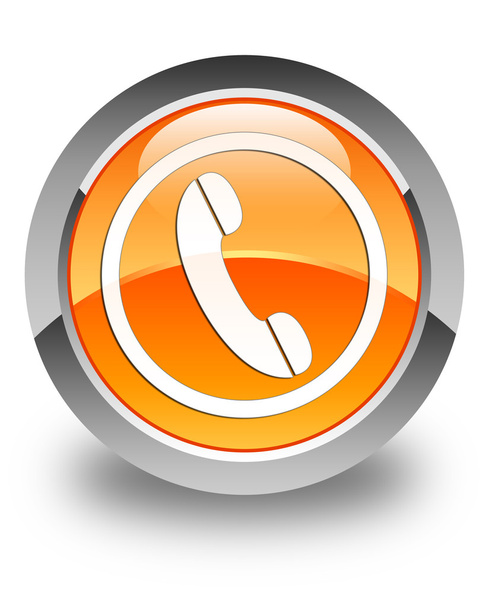 Icono del teléfono brillante botón redondo naranja
 - Foto, imagen