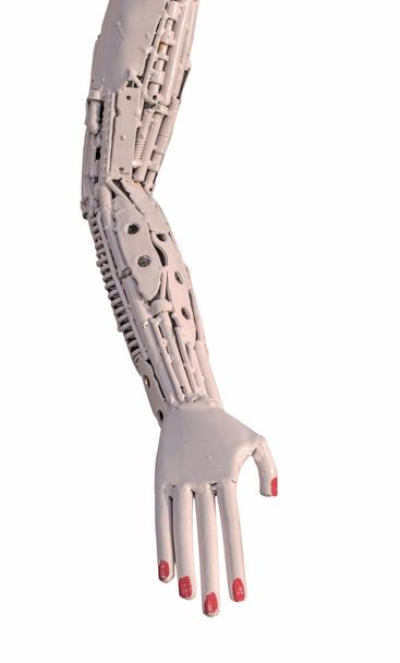 Hand of Metallic cyber or robot made from ratchets bolts - Fotoğraf, Görsel