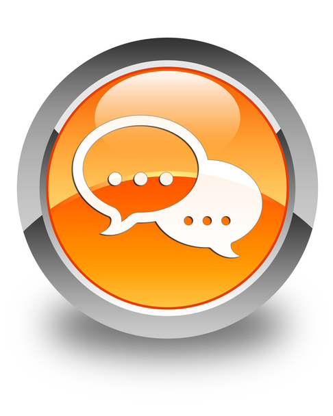 Συζήτηση φούσκα εικονίδιο γυαλιστερό πορτοκαλί κουμπί γύρο - Φωτογραφία, εικόνα