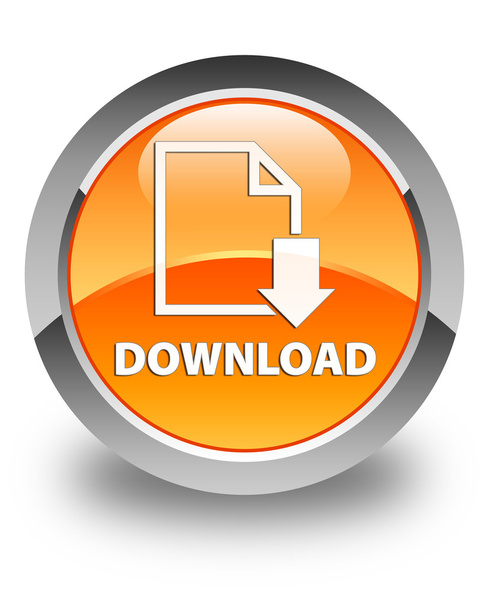 Download (document icon) glossy orange round button - Фото, изображение