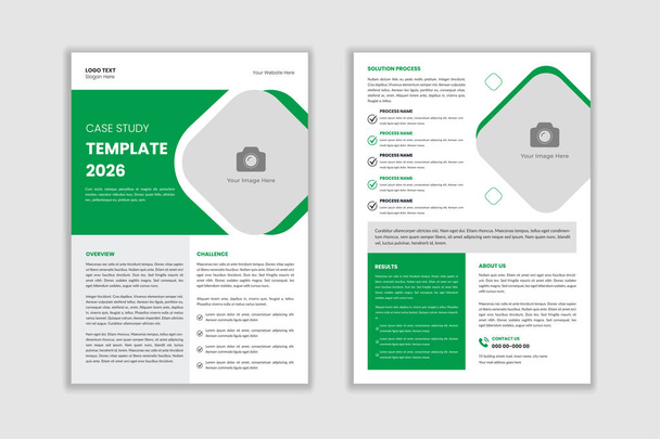 Business case study flyer template or corporate project paper layout with a unique concept. Modern and minimal case study cover, research report, case history, illustration - Vector, Image
