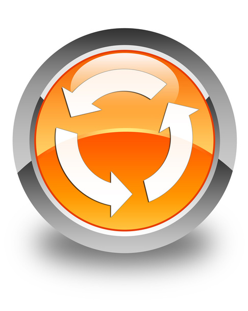 Refresh icon glossy orange round button - Photo, Image