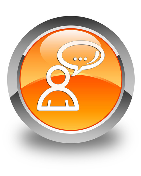 Social network icon glossy orange round button - Photo, Image