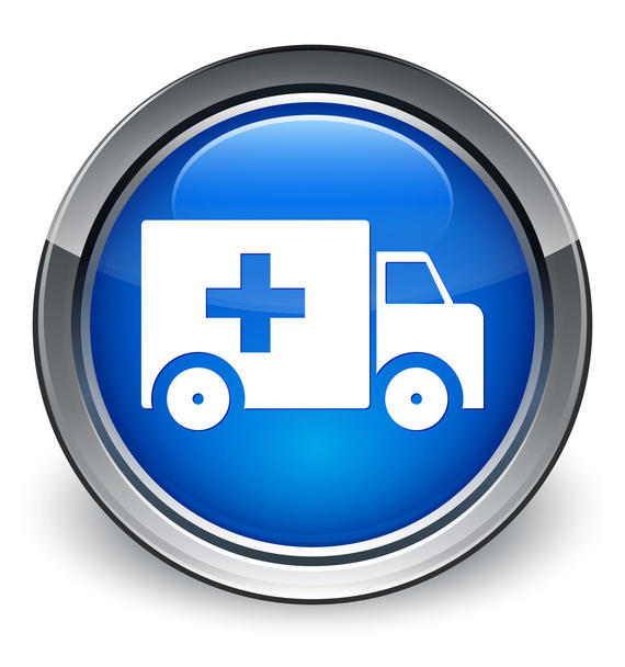 icona di ambulanza pulsante blu lucido
 - Foto, immagini