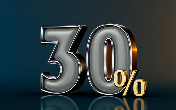 30 percent discount mega sell offer glass effect on dark background 3d render concept for shopping - Foto, Imagen